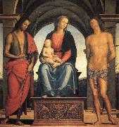 Madonna and Child Enthroned with SS.John the Baptist and Sebastian Pietro